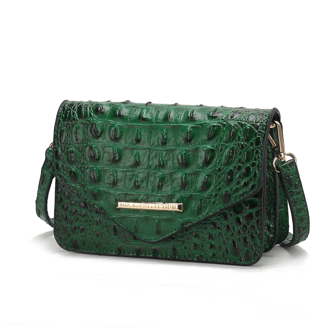 Red Mkf Vanta Solid Croc Embossed Saddle Bag By Mia K