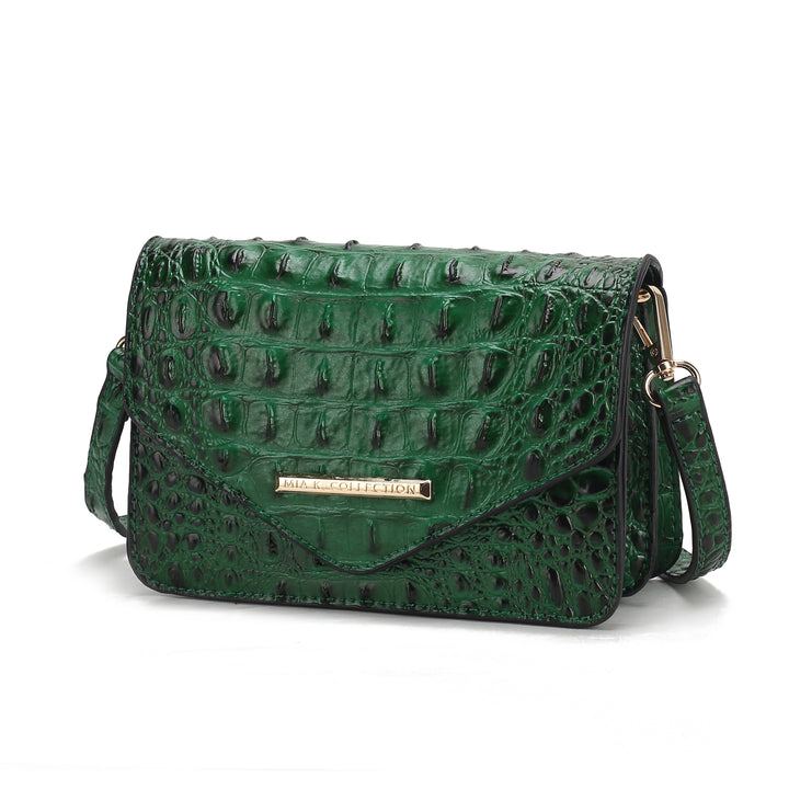 Red Mkf Vanta Solid Croc Embossed Saddle Bag By Mia K