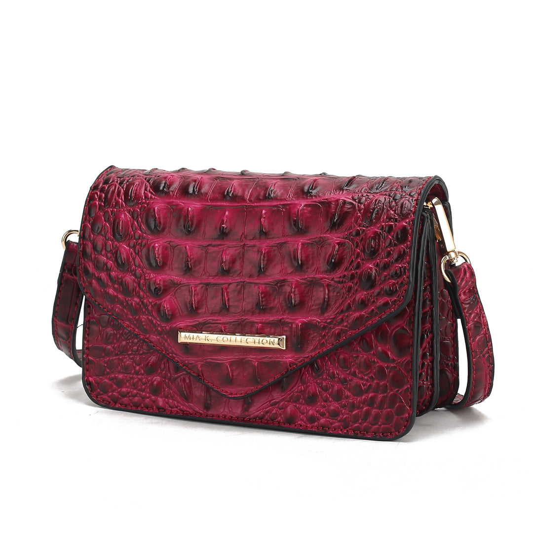 Purple Mkf Vanta Solid Croc Embossed Saddle Bag By Mia K
