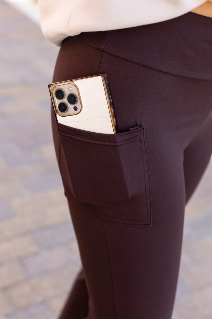 The Rhea Brown Bootcut Leggings 1