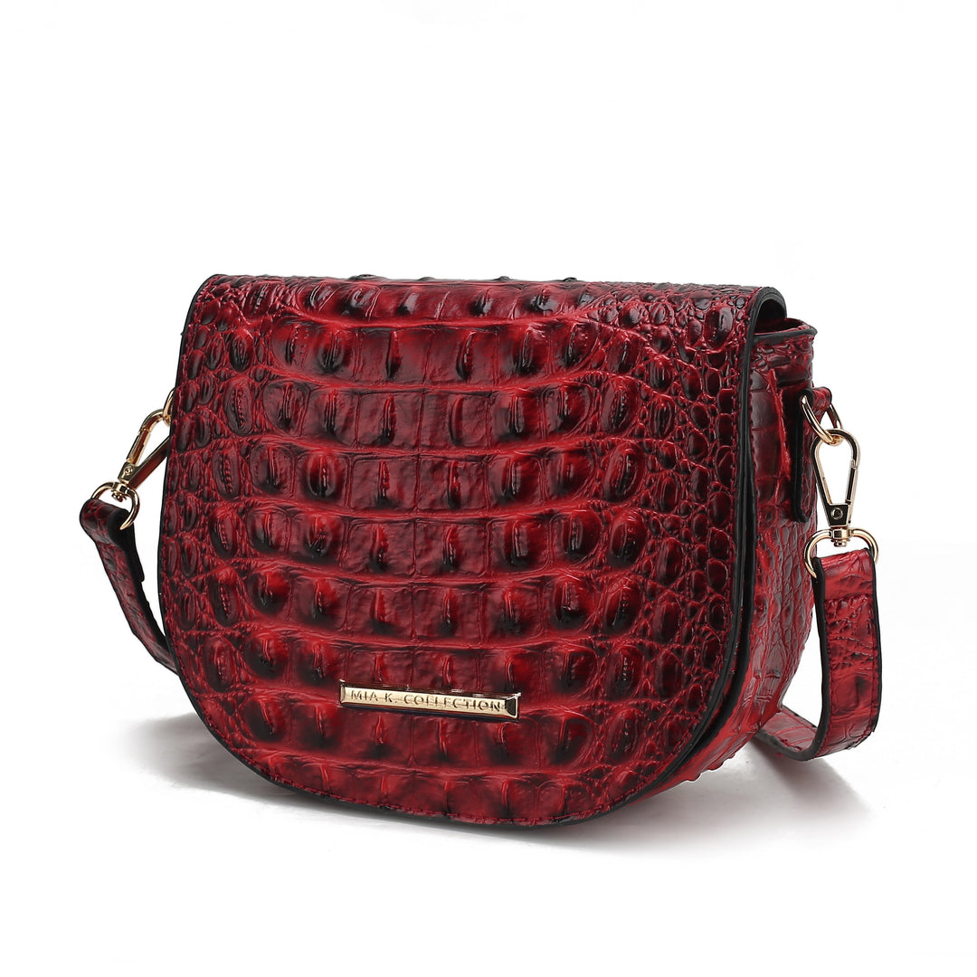 Taupe Mkf Amalia Solid Croc Embossed Crossbody Bag