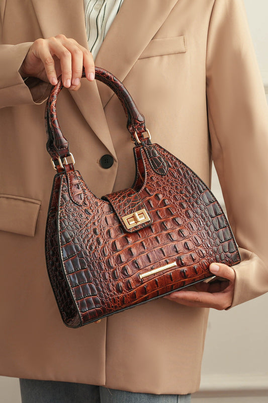 Brown Mkf Ava Faux Crocodile Embossed Tote Bag By Mia K