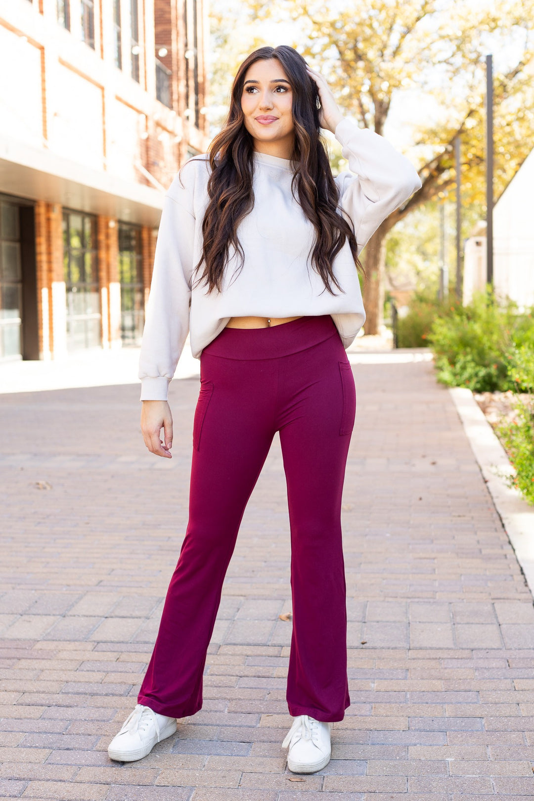 Maroon The Maeve Maroon Bootcut Leggings Round 2