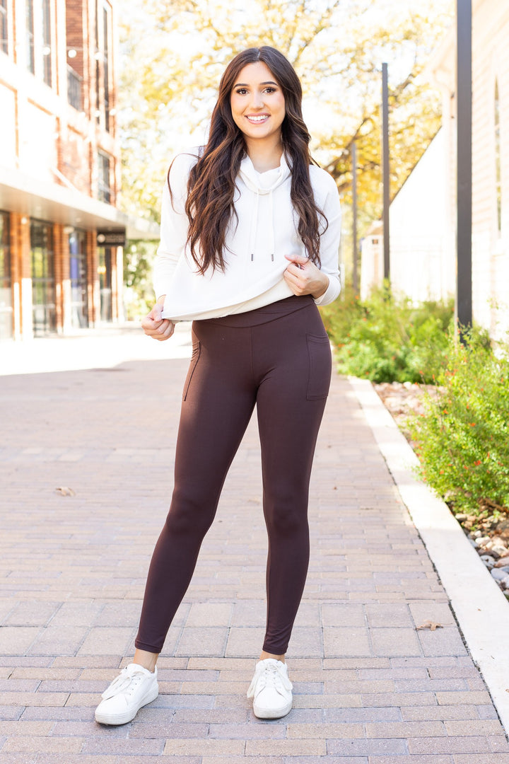 Brown The Becca Brown Crossover Full Length Leggings 1