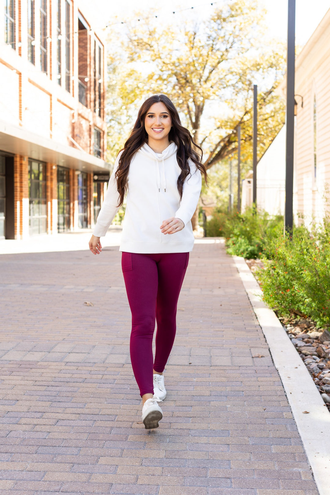 The Molly Maroon Crossover Full Length Leggings 1