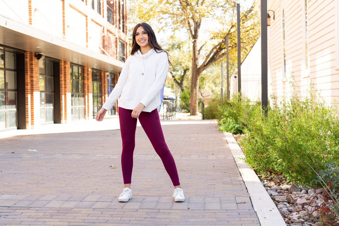 The Molly Maroon Crossover Full Length Leggings 1