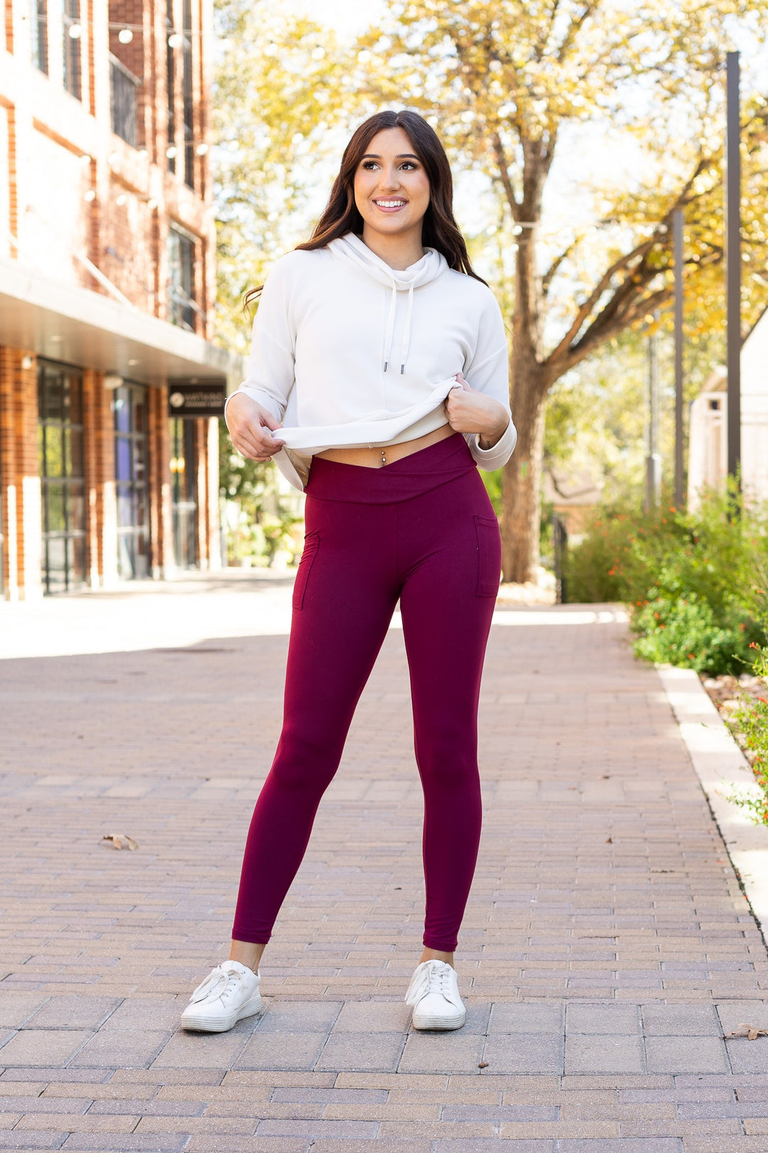 Maroon The Molly Maroon Crossover Full Length Leggings 1