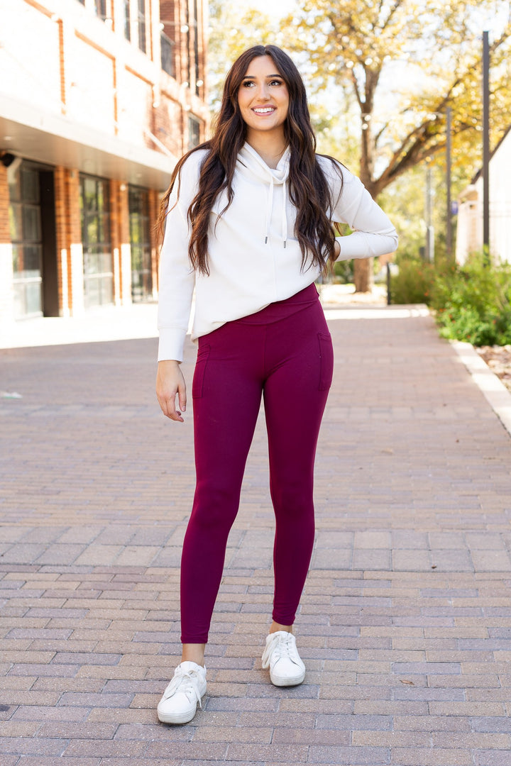 The Molly Maroon Crossover Full Length Leggings 1