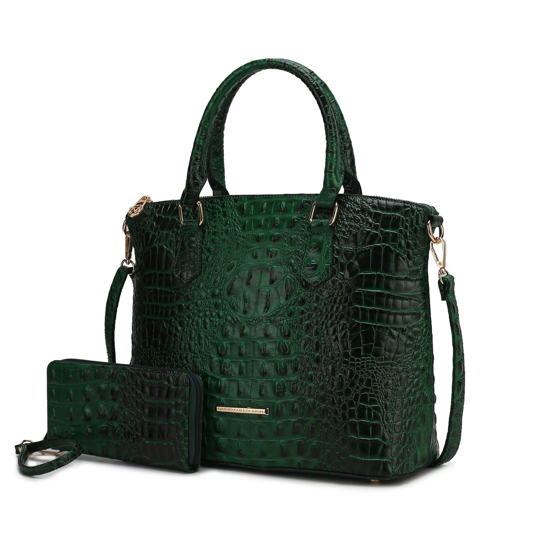 Purple Mkf Liora Croc Embossed Tote And Set By Mia K
