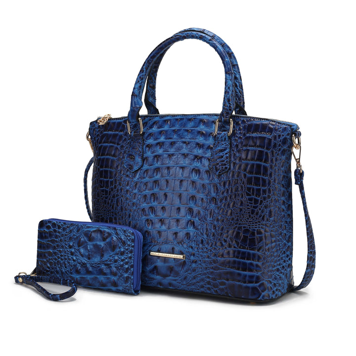 Taupe Mkf Liora Croc Embossed Tote And Set By Mia K