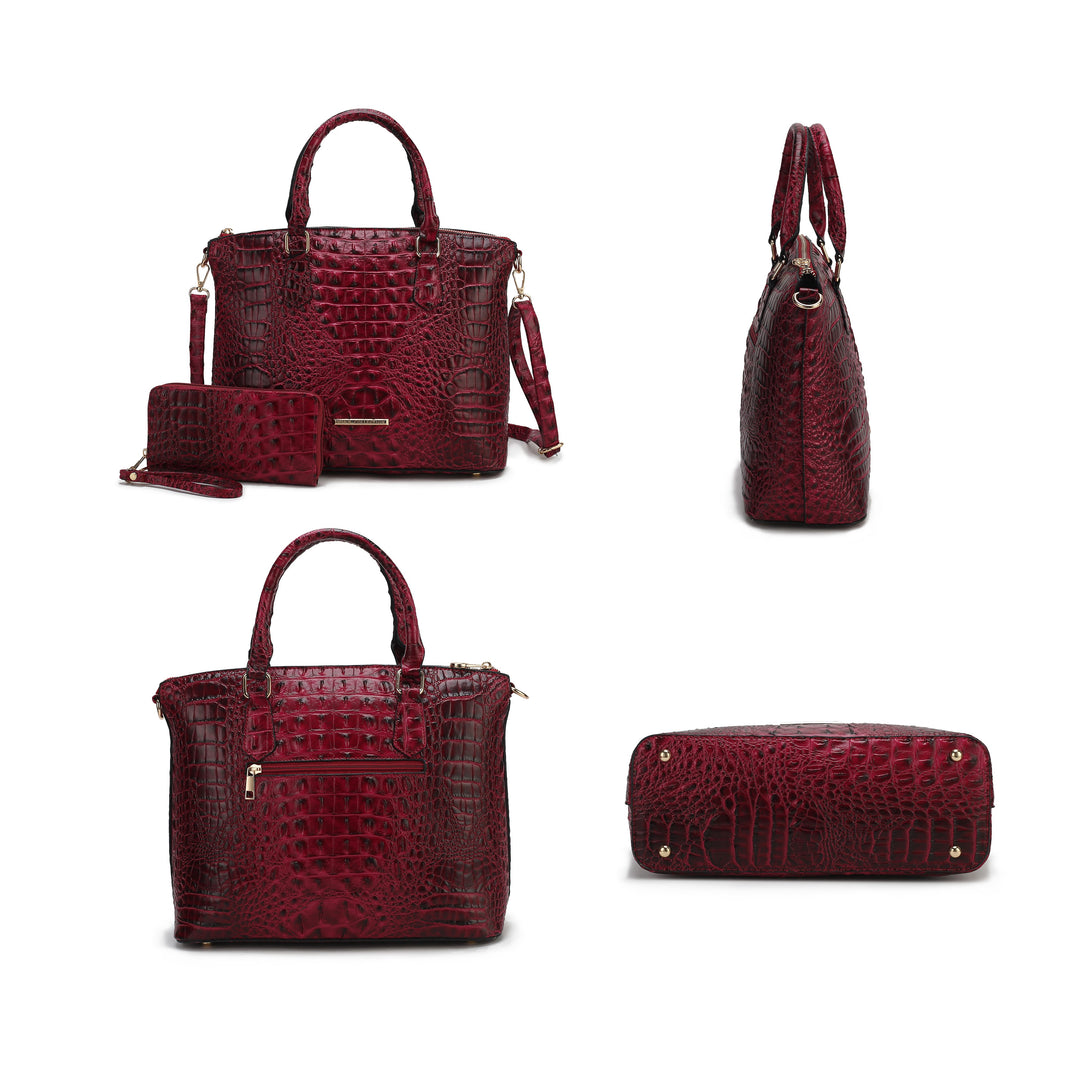 Mkf Liora Croc Embossed Tote And Set By Mia K