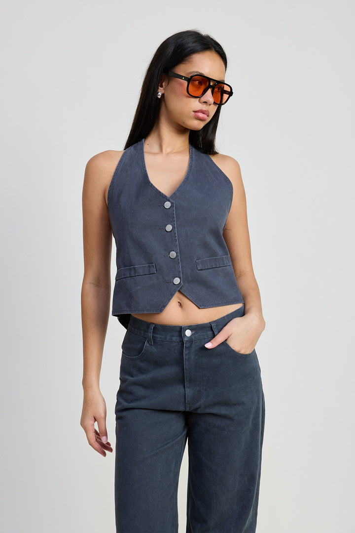 Folded Fitted Denim Pants