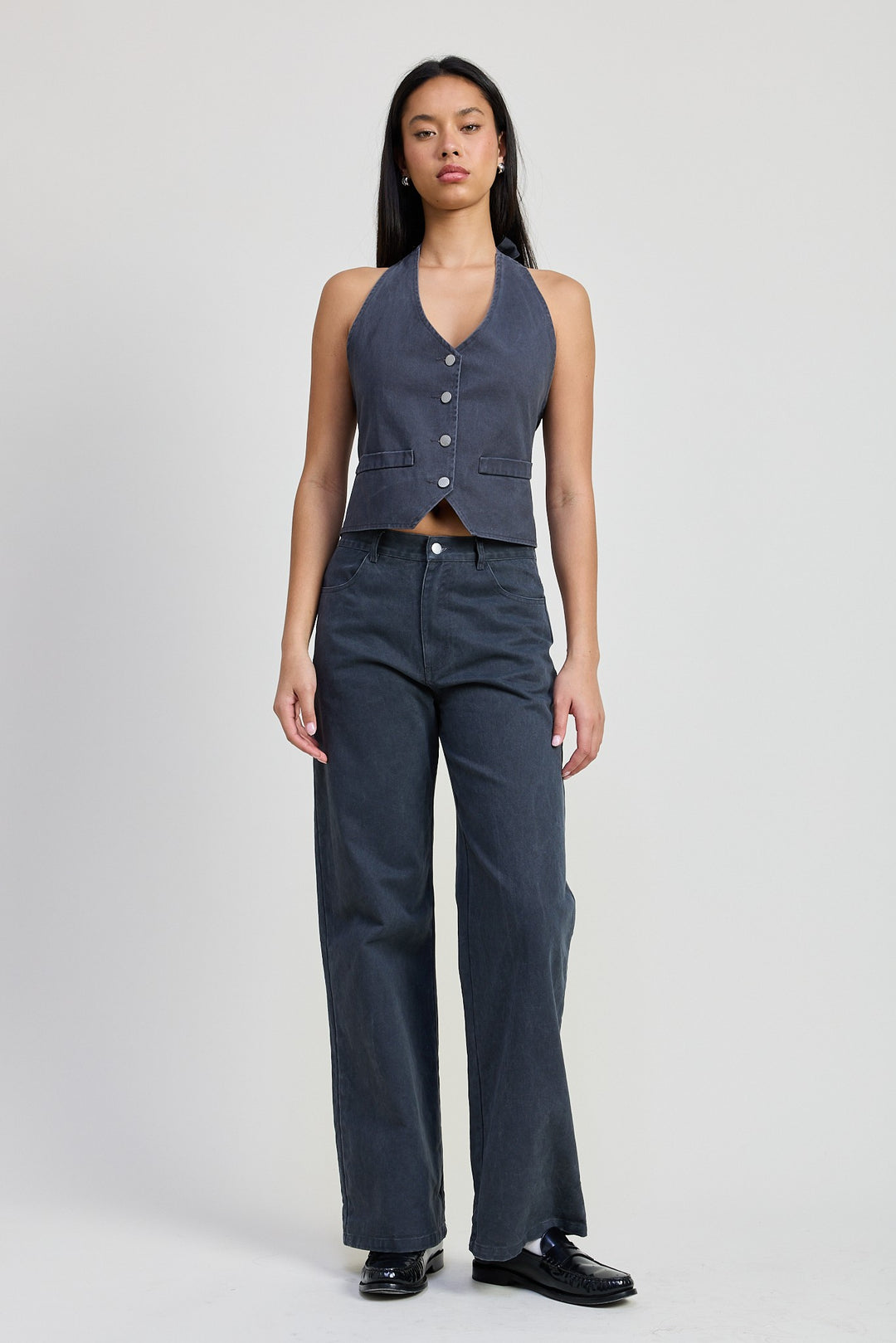 Folded Fitted Denim Pants