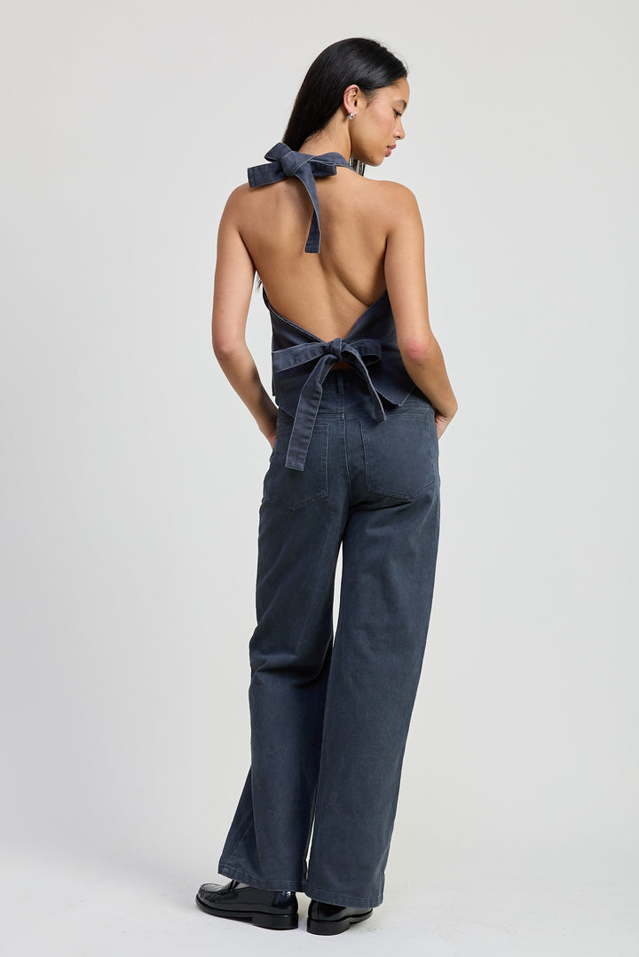 Folded Fitted Denim Pants