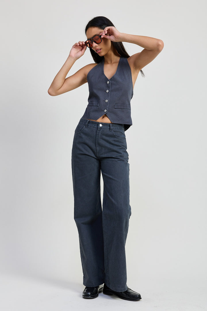 Folded Fitted Denim Pants
