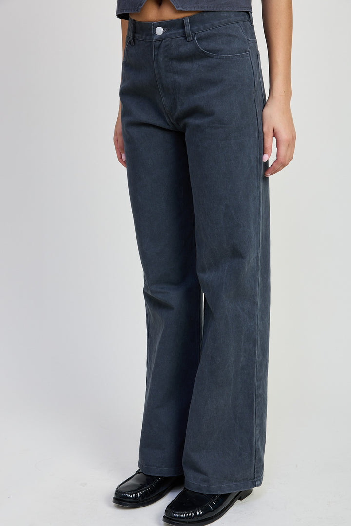 Folded Fitted Denim Pants