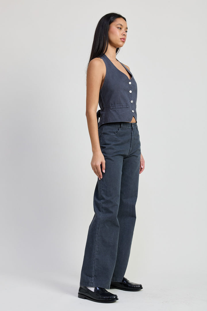 Folded Fitted Denim Pants