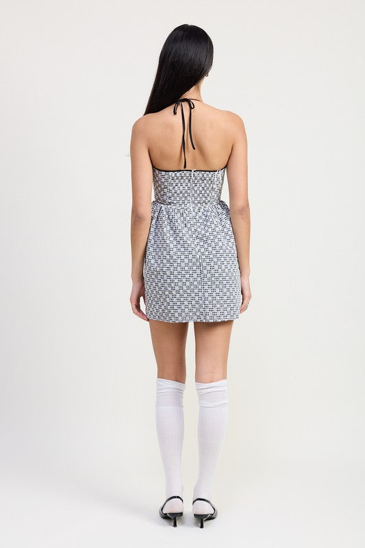 Gingham Halter Neck Mini Dress