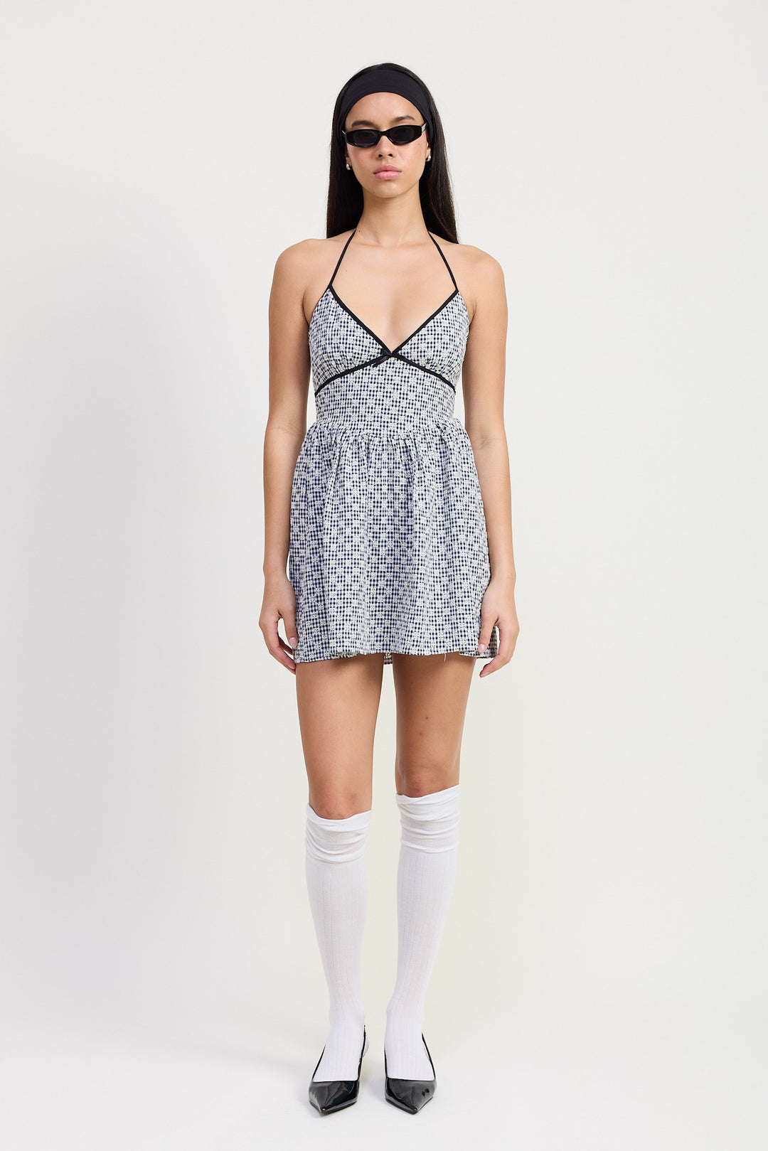 Gingham Halter Neck Mini Dress