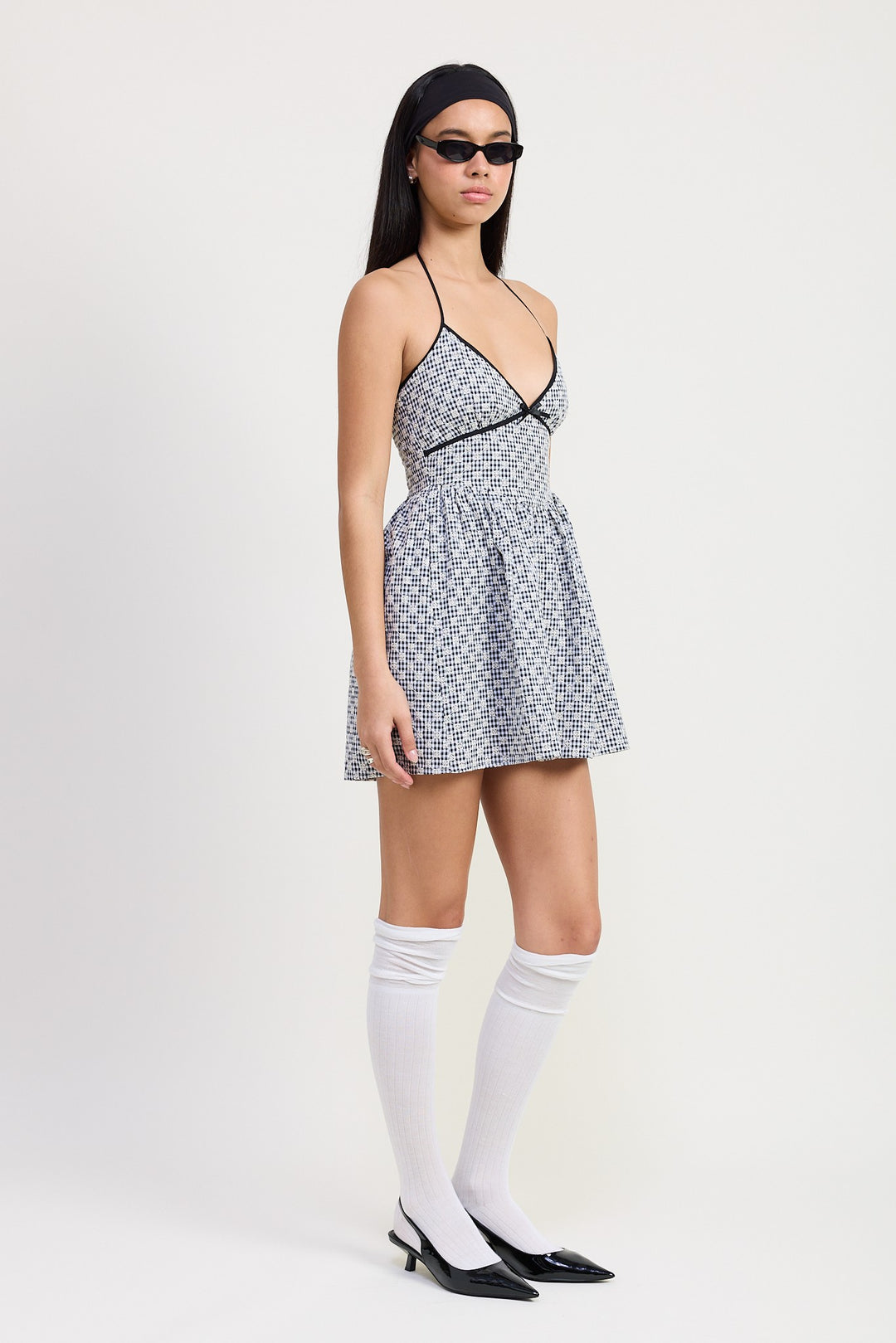 Gingham Halter Neck Mini Dress