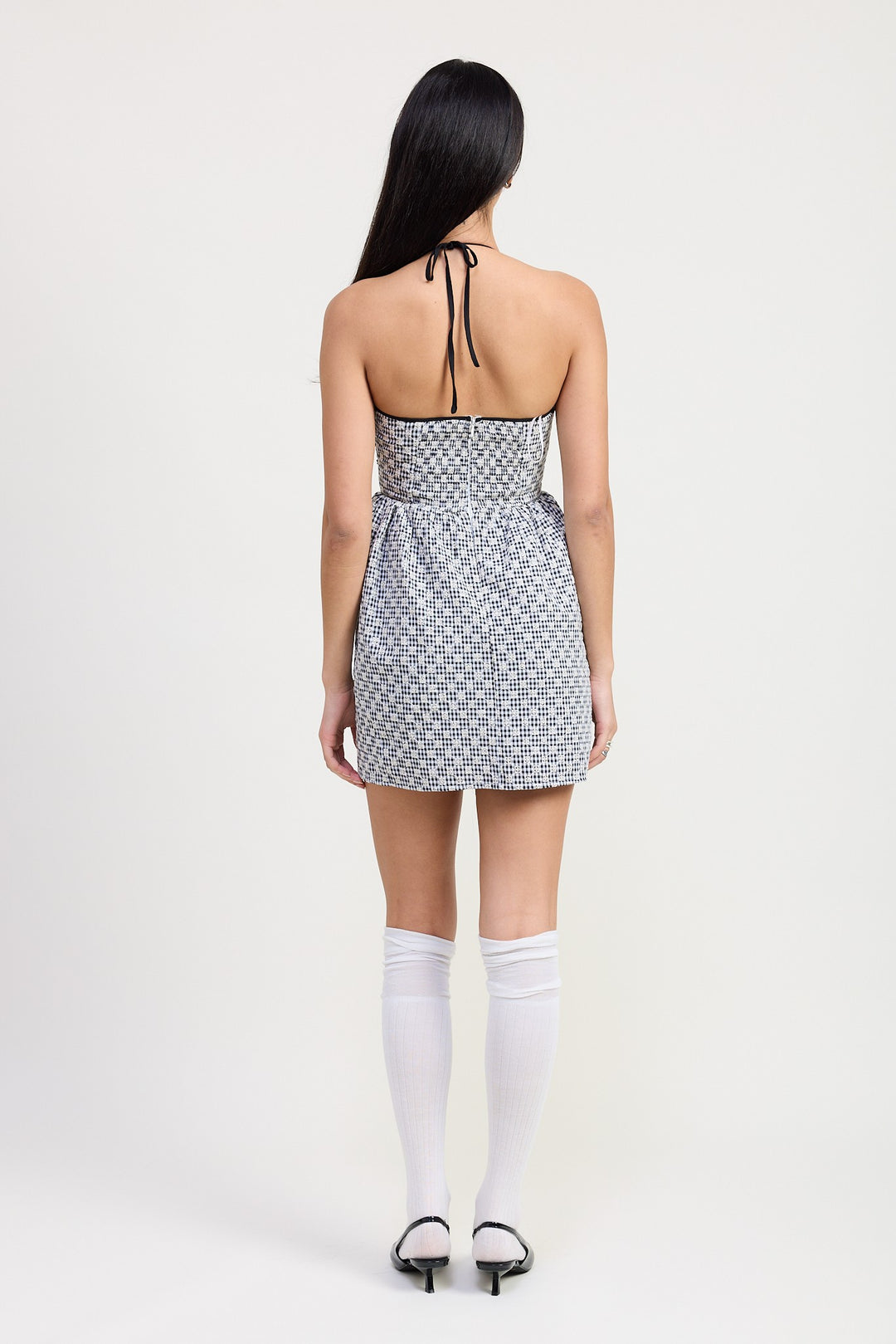 Gingham Halter Neck Mini Dress