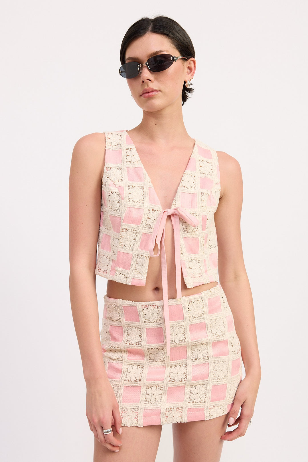 Pink Multi Mini Jacquard Skirt