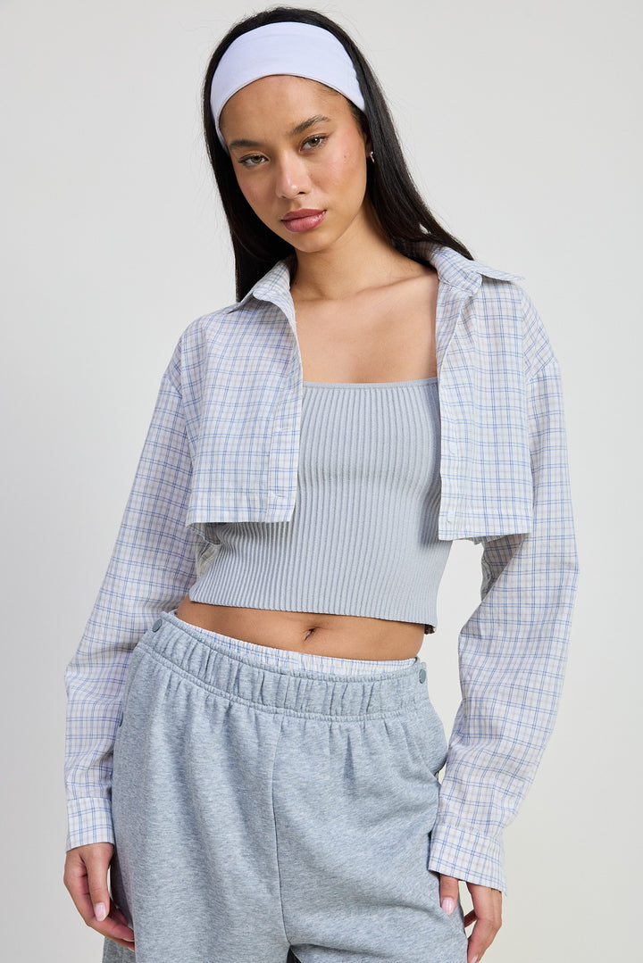 FLANNEL GREY COMBO Long Sleeve Collared Button Up Shirt