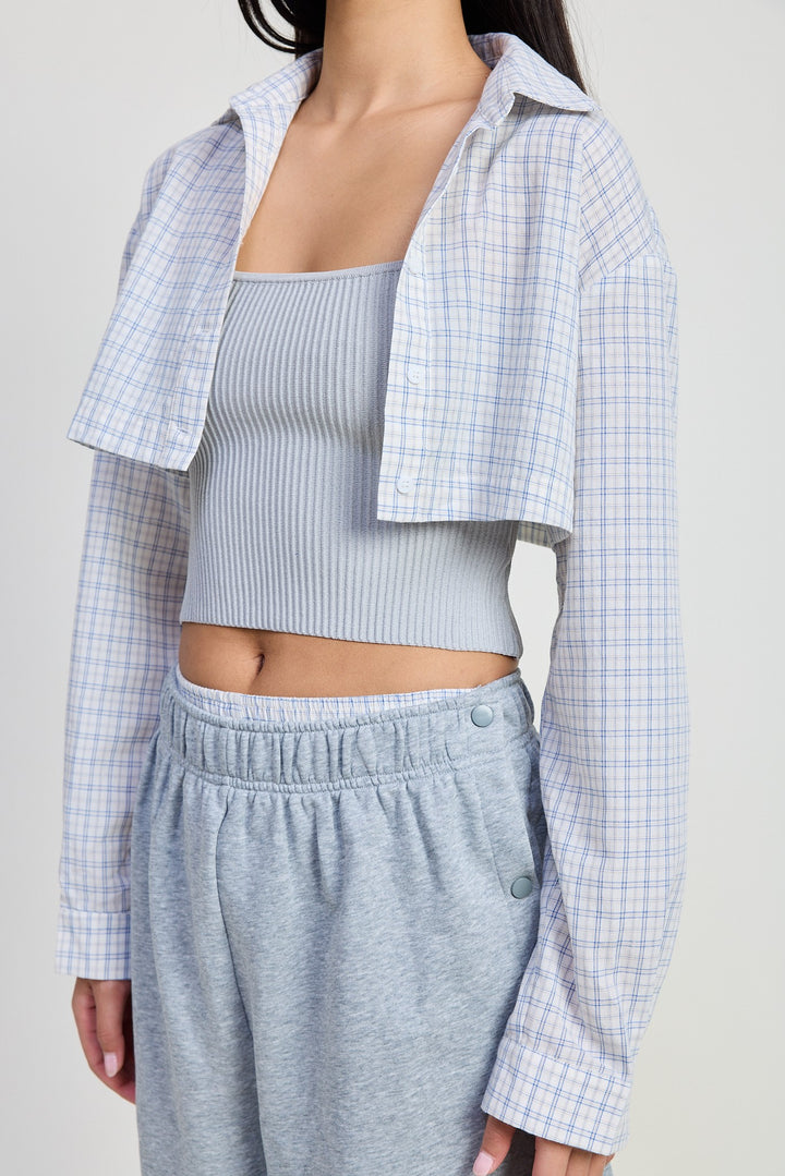 FLANNEL GREY COMBO Long Sleeve Collared Button Up Shirt