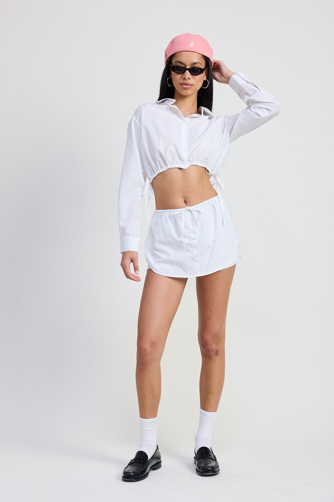 Cinched Mini Skort With Drawstring