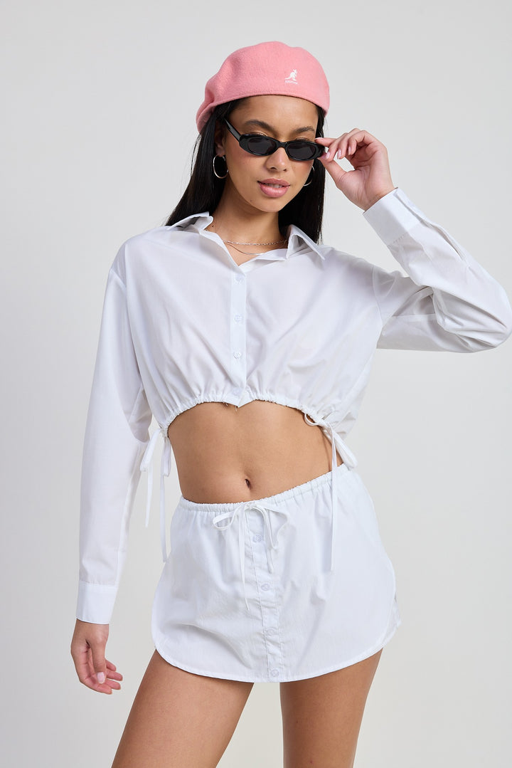 Cinched Mini Skort With Drawstring