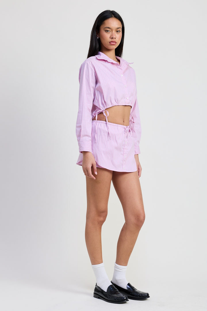 Mini Skort With Waist Drawstring