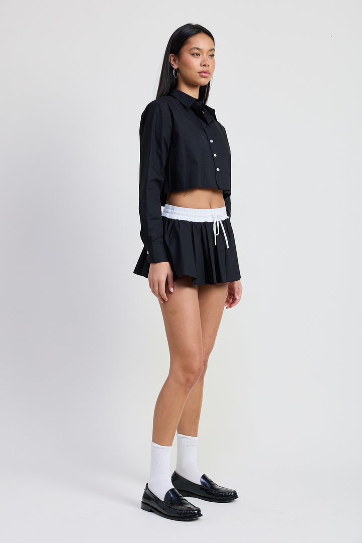 Lt Pink Mini Contrast Waistband Skirt