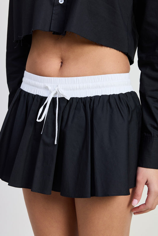 Black Mini Contrast Waistband Skirt