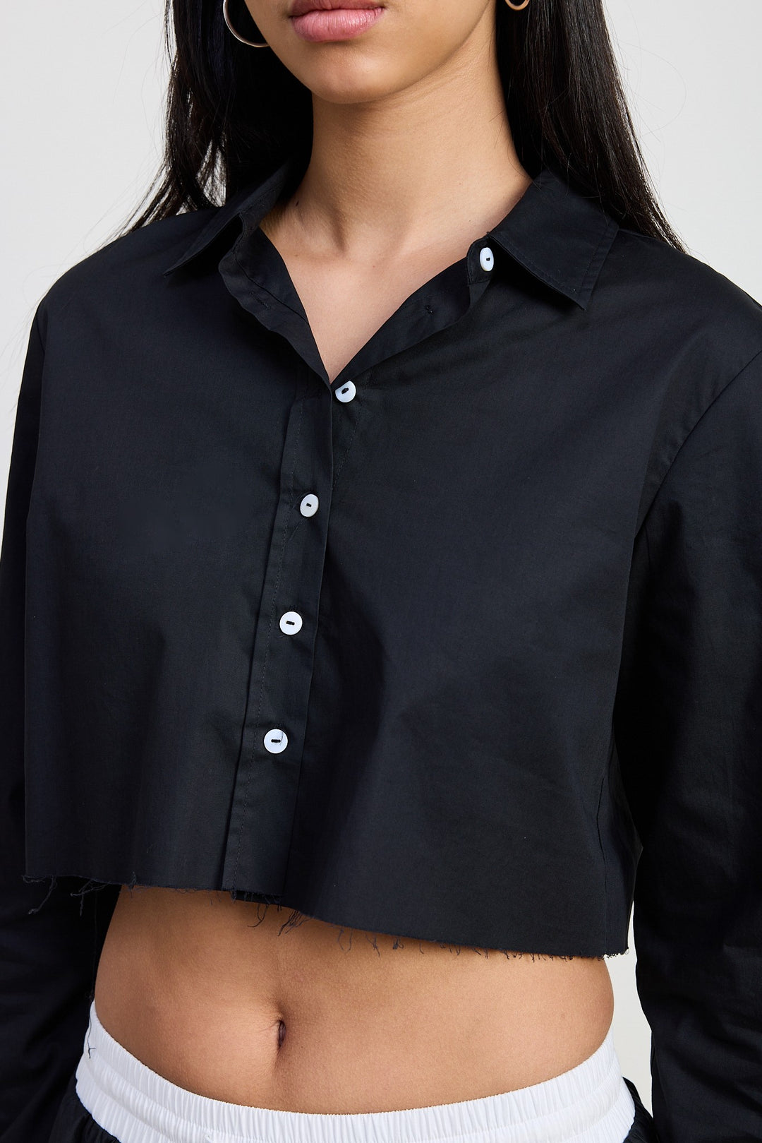 Black Long Sleeve Collared Button Up Shirt 1