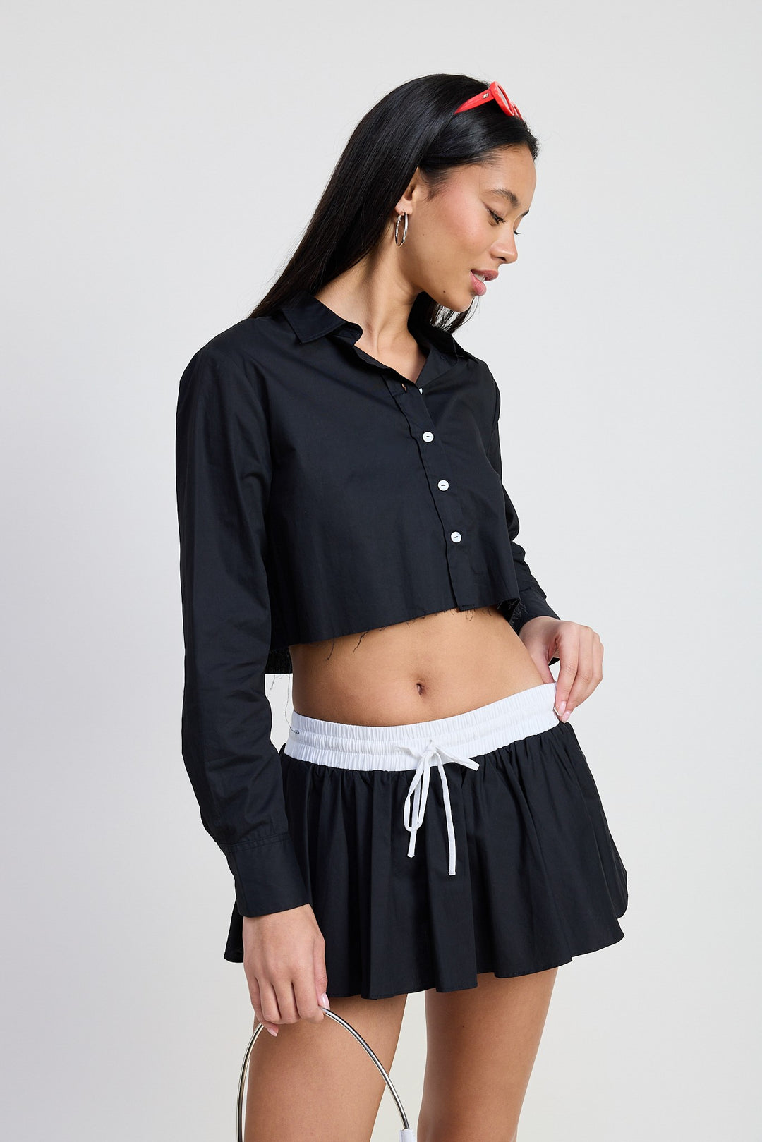 Black Long Sleeve Collared Button Up Shirt 1