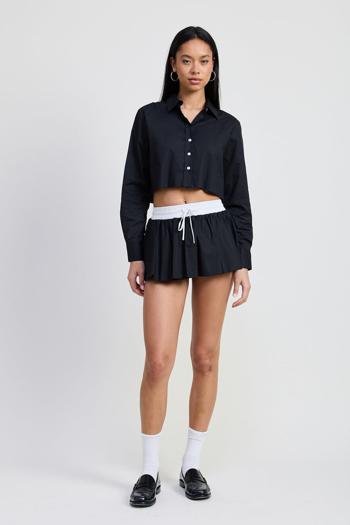 Black Long Sleeve Collared Button Up Shirt 1