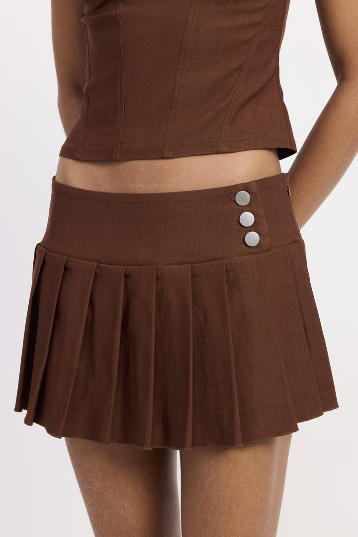 Off White Pleated Mini Skort