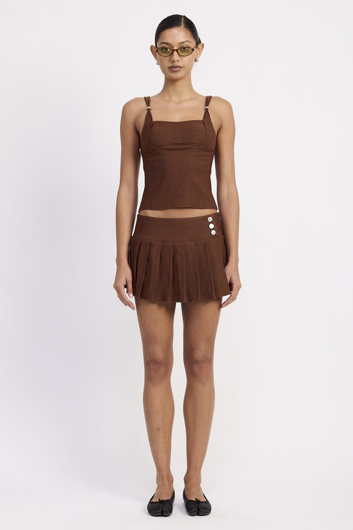 Off White Pleated Mini Skort