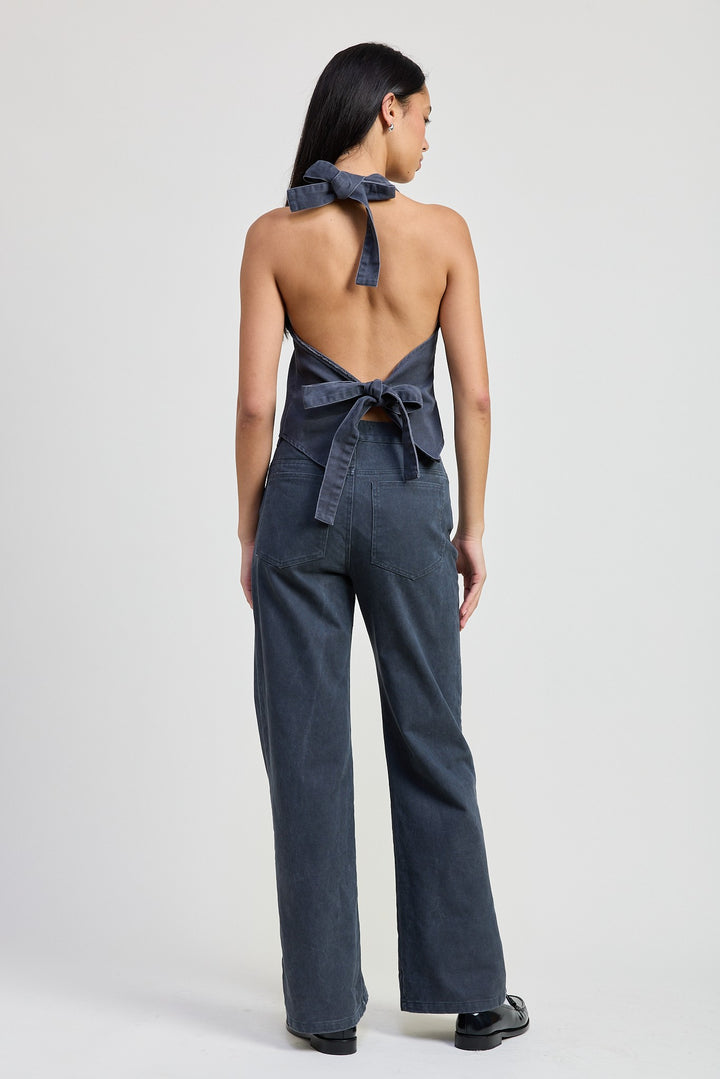 Button Up Halter Neck Top