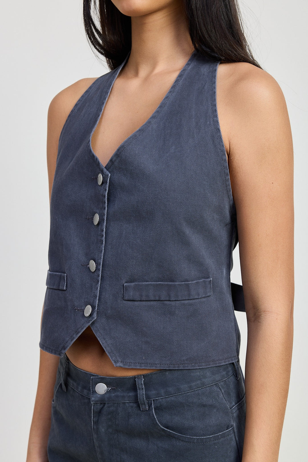 Button Up Halter Neck Top