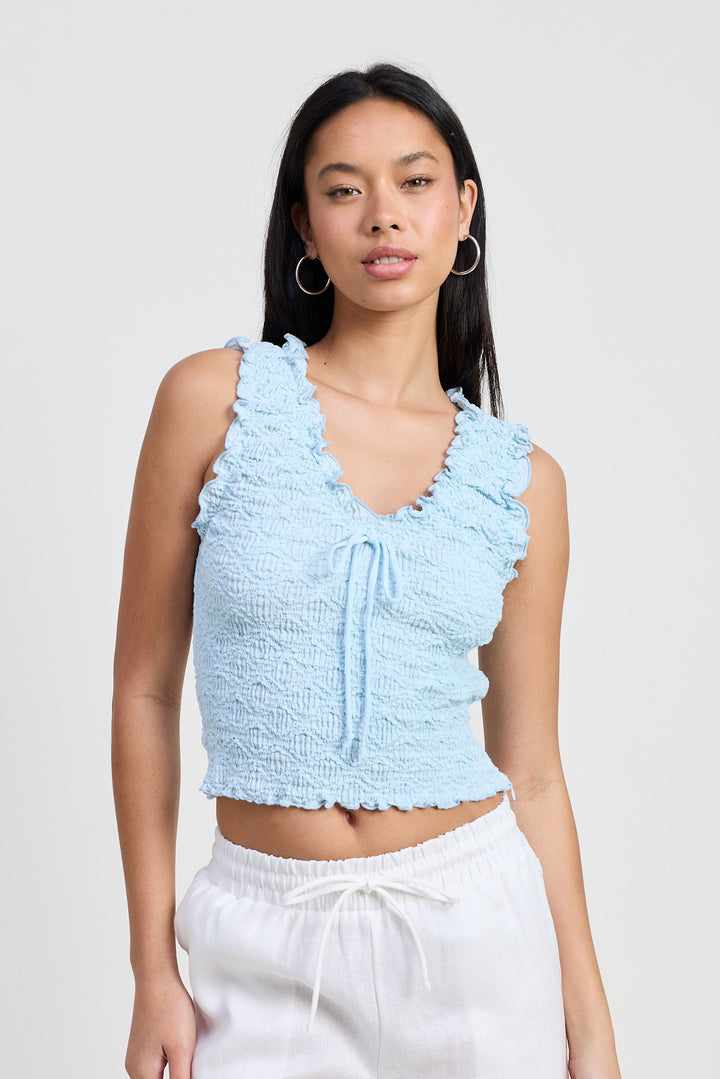 MOCHA Sleeveless Ruffle Top