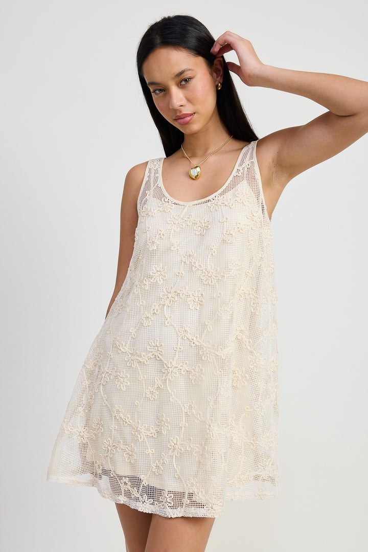 Mini Floral Crochet Dress