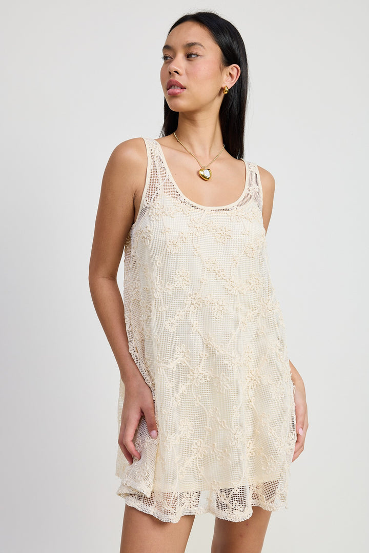 Mini Floral Crochet Dress