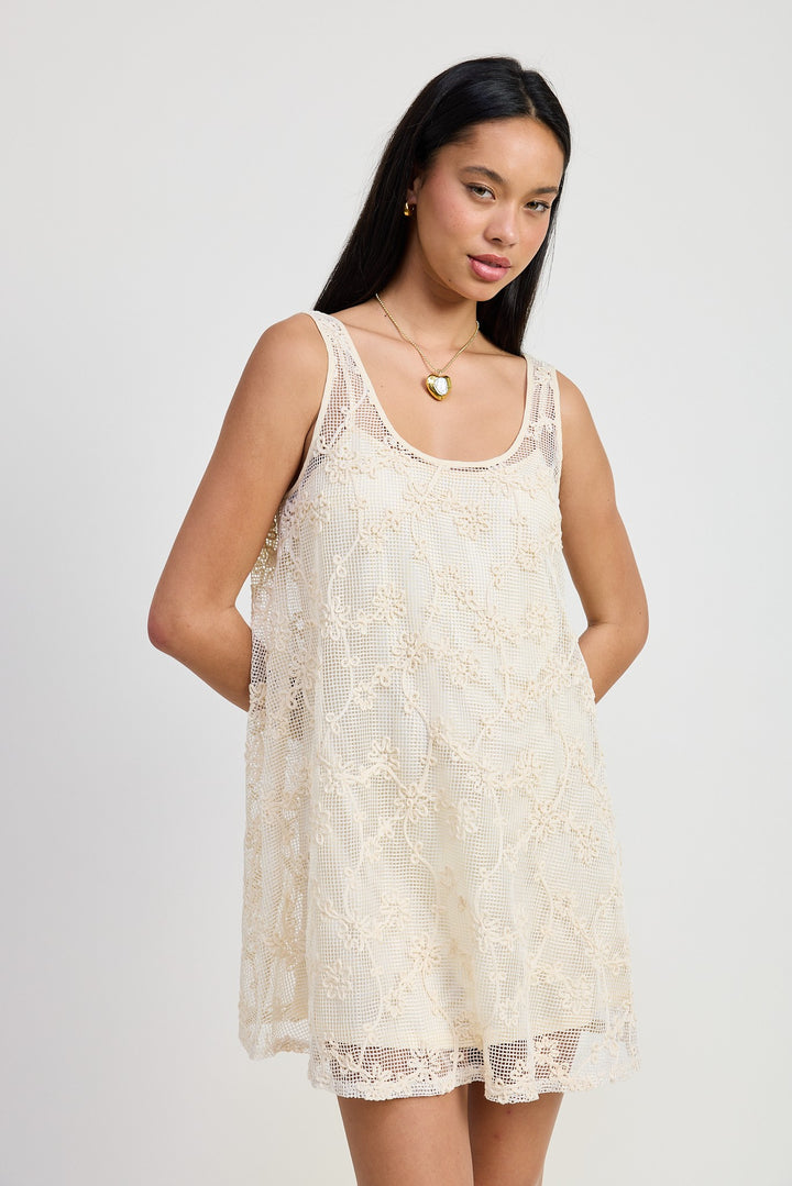 Mini Floral Crochet Dress