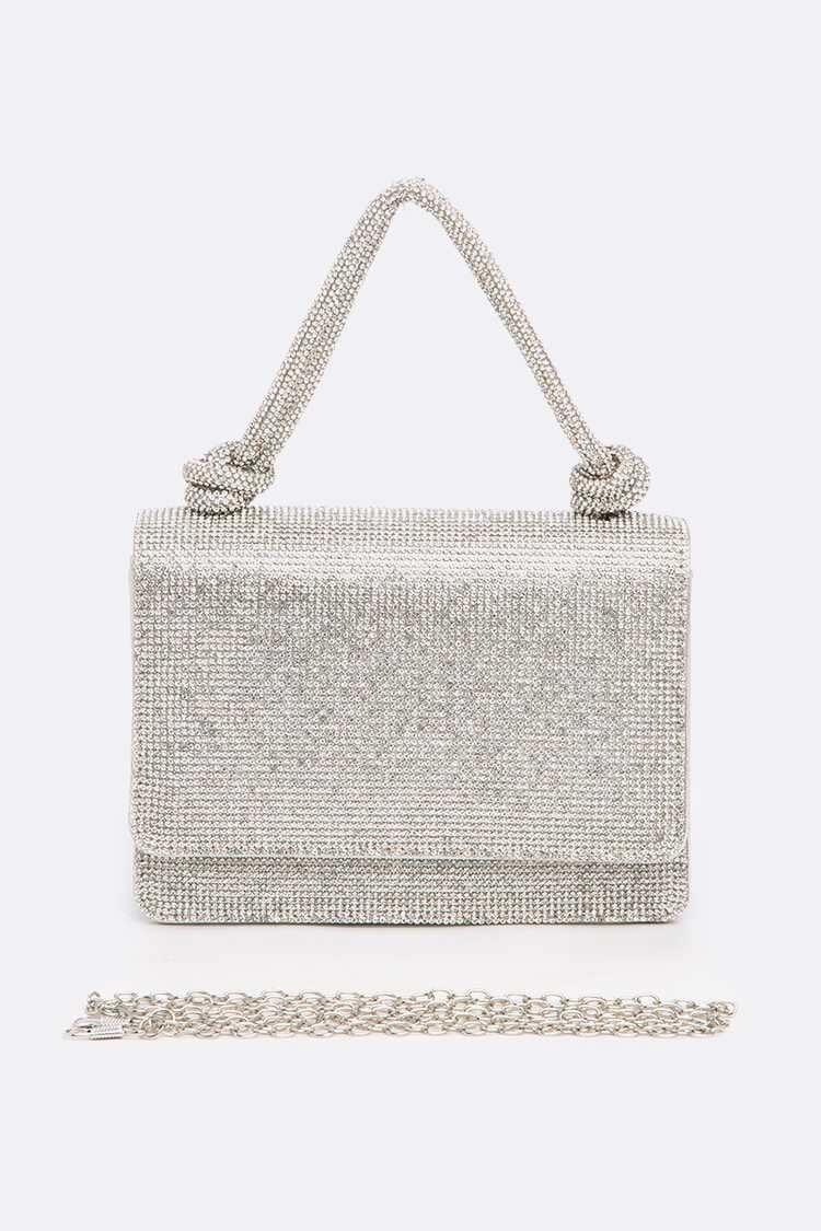 Gold Rhinestone Top Handle Small Bridal Party Clutch