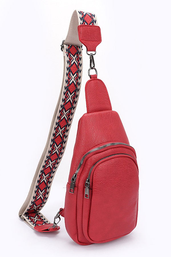 Olive Guitar Strap Iconic Faux Leather Sling Bag