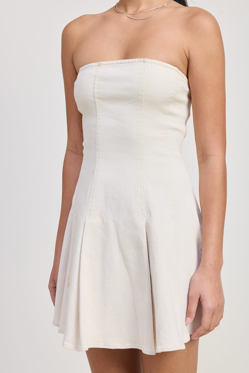Ivory Strapless Mini Ruffle Dress