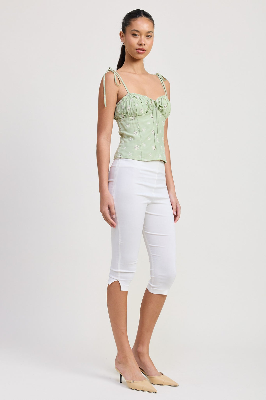 Mint Bustier Top With Shoulder Ties