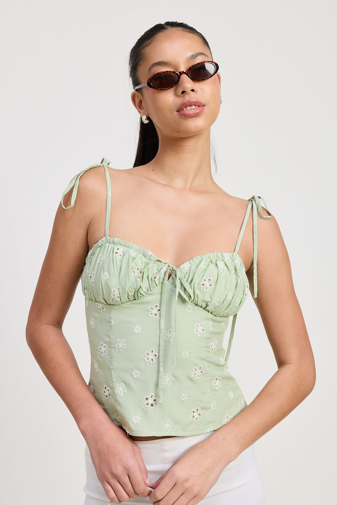 Mint Bustier Top With Shoulder Ties