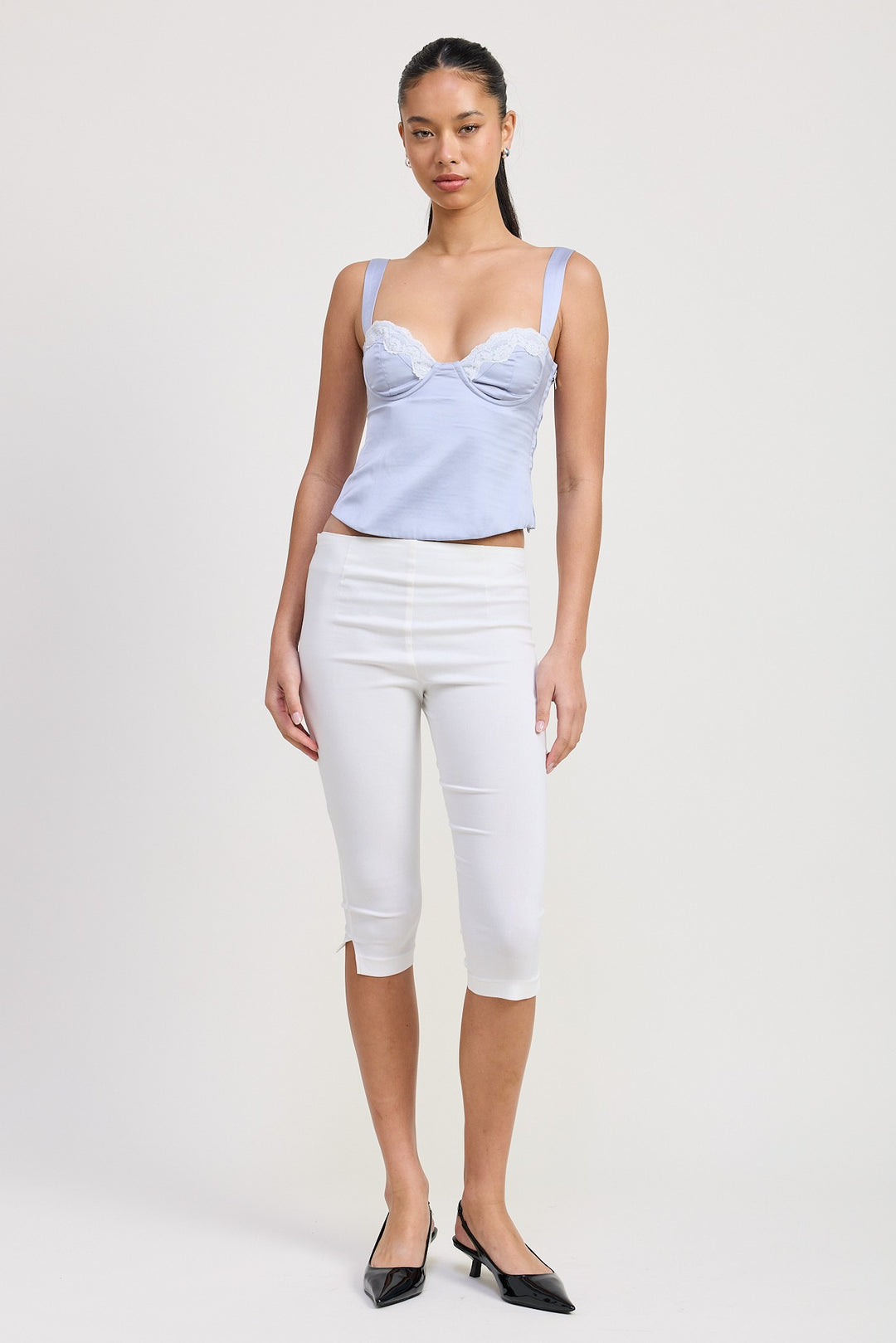 Satin Bustier Top With Lace Detail